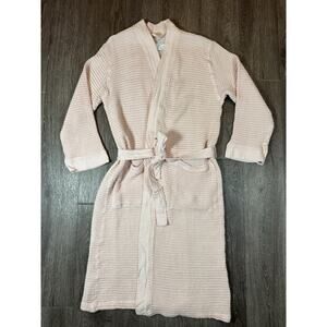 Matouk Kiran Waffle Knit Robe Womens XS Blush Pockets Cotton/Bamboo Luxe